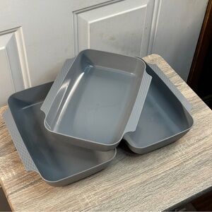 Pampered Chef‎ Coating Trays set of 3 Gray #100358 (no tongs included) Nesting